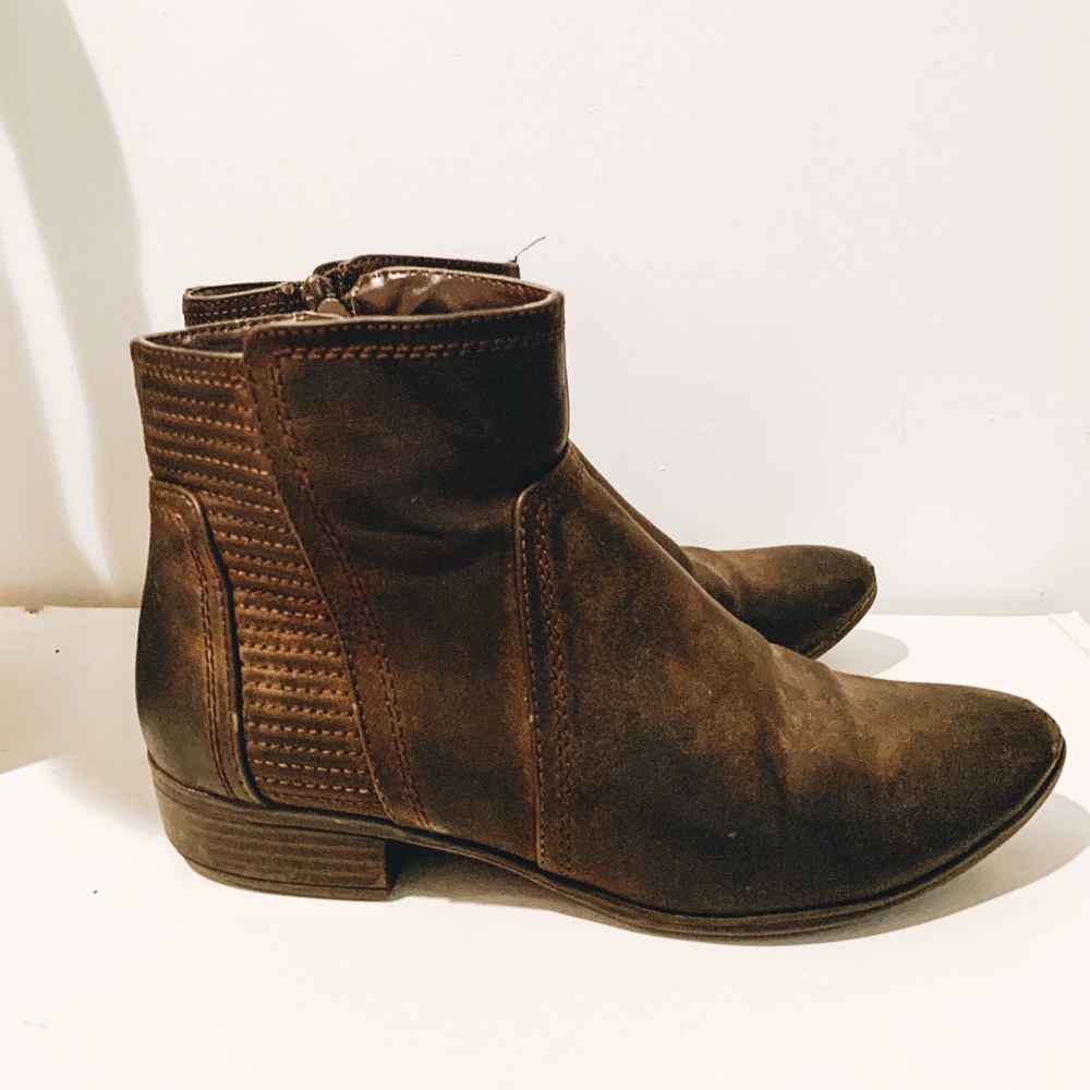 Dark Brown Chelsea Ankle Booties Pointed T…